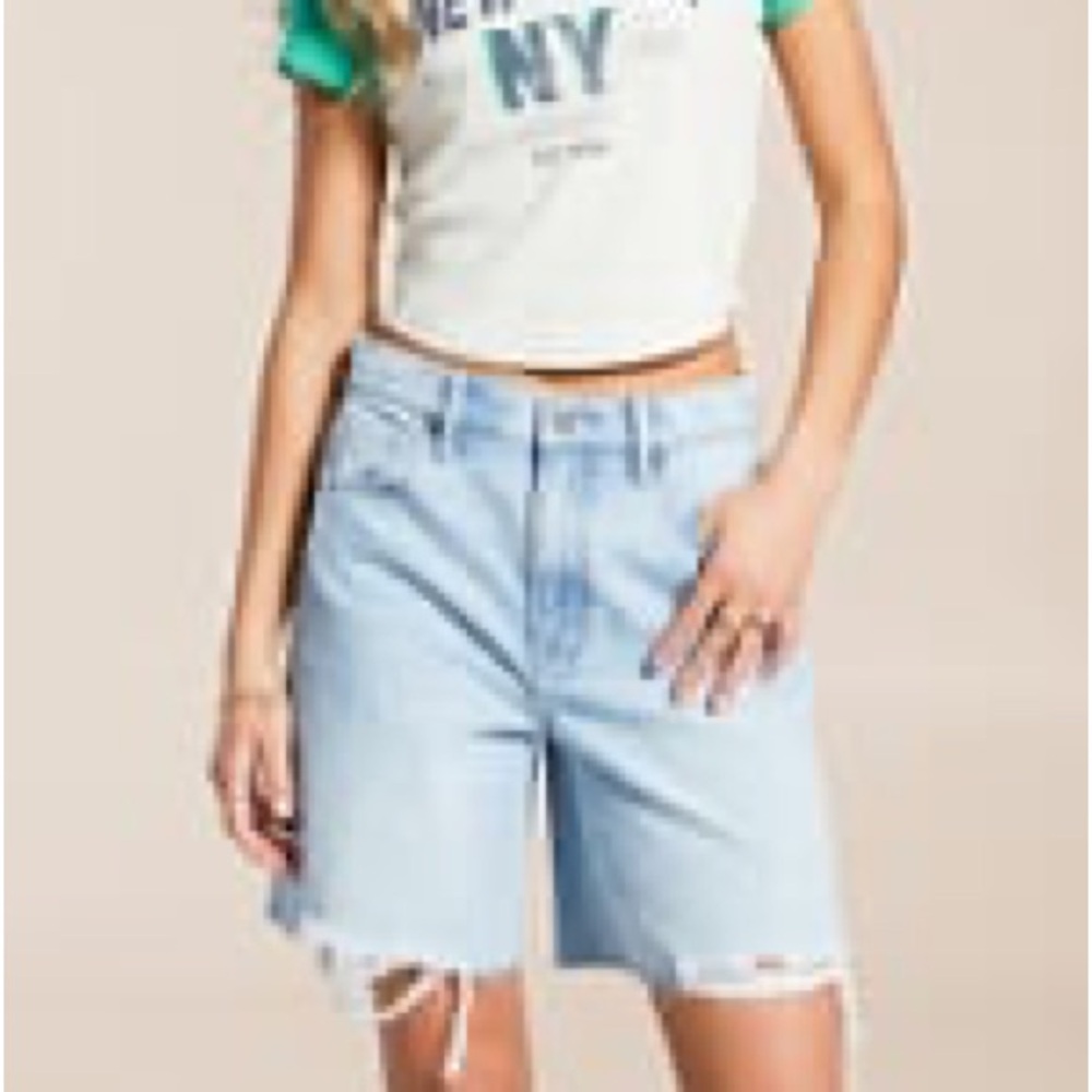 Hidden Logan Hi Rise Dad Short Size Large Light Denim BKE Exclusive NWT
